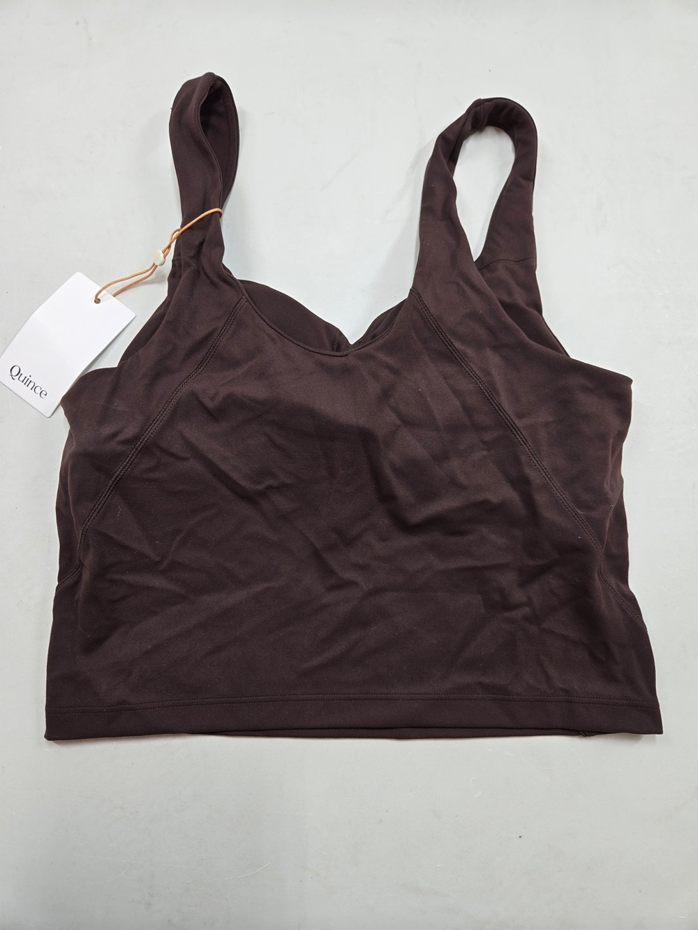 NWT QUINCE Ultra-Form V-Neck Cropped Tank Medium Espresso 9652 - Picture 6 of 13
